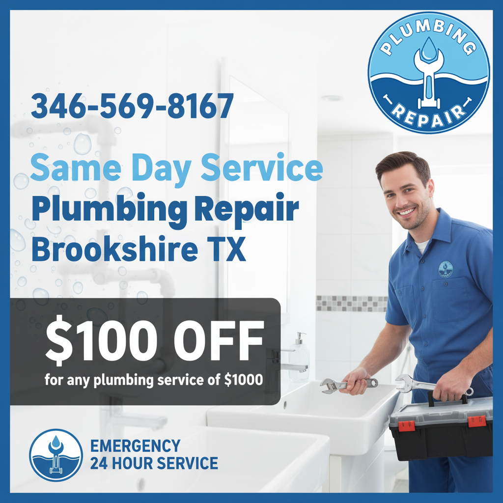 Plumbing repair coupon Brookshire TX — discount on plumbing services